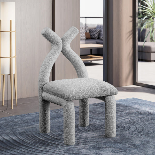 Xena Grey Boucle Fabric Accent/Dining Chair 884Grey-C Meridian Furniture