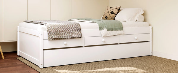 English Elm Twin Triple Metal Bunk Bed Matte Powder Coated Frame with Full Safety Guardrails White W1580S00385