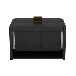 English Elm Grace 28" Nightstand Black & Gold – Modern MDF Bedside Table with 2 Soft-Close Drawers, Chic Glam Handles B365P400011