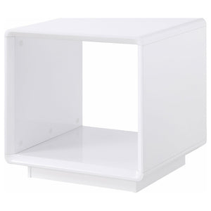 English Elm Fletcher High Gloss Lacquer End Table Open Shelf Modern Living Room Side Accent B062P447998