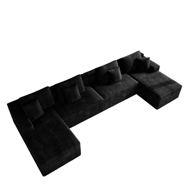 English Elm 165.3*68.9"modular Sectional Sofa 8 Piece Plush Corduroy No Assembly Living Room W3819S00158