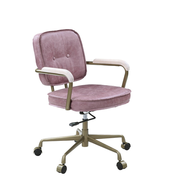 English Elm Siecross Ergonomic Pink Top-Grain Leather Office Chair with 3" Cushion, 360° Swivel & Adjustable Height B2726P265728