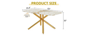 English Elm Large Tempered Glass Rectangular Dining Table Seats Six with Matte Black Metal Frame W1151S04534