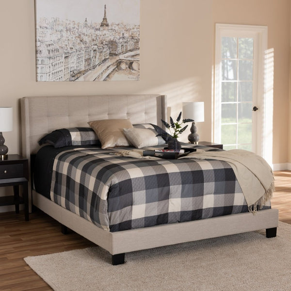 Baxton Studio Baxton Studio Modern Upholstered Queen Bed with Stylish Grid-Stitch Design for Ultimate Comfort Beige CF8031B-Beige-Queen