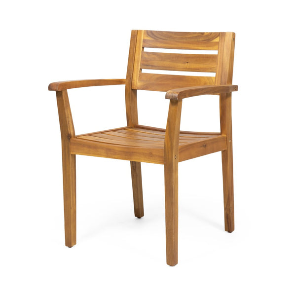 English Elm 7 Piece Solid Acacia Outdoor Dining Set with Iron Hairpin Legs Teak Finish Seats Six N762S000035AAA