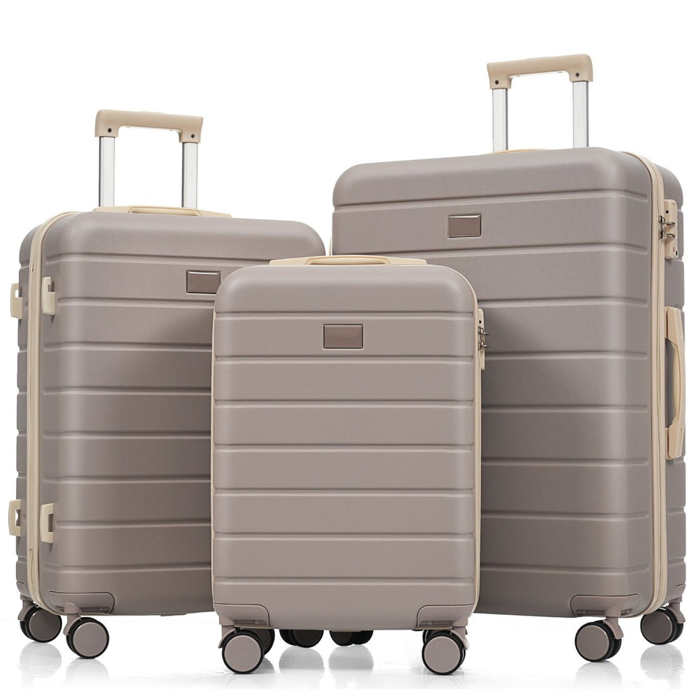 English Elm Premium Abs Hardshell 3 Piece Suitcase Set with Tsa Locks and Spinner Wheels Brown N726P296022B