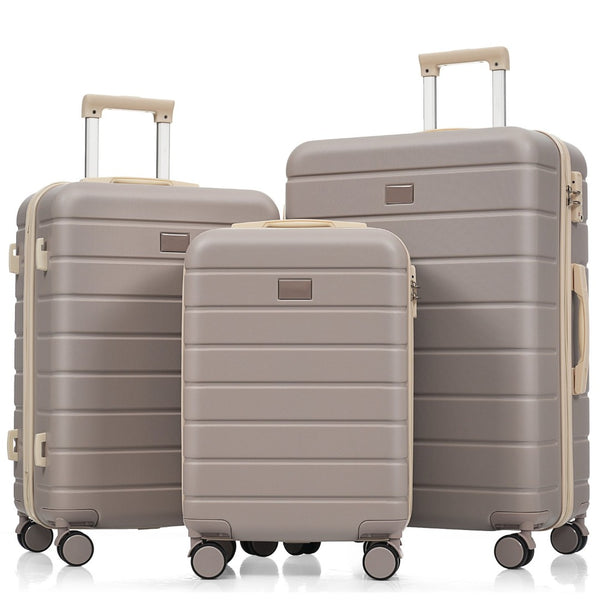 English Elm Premium Abs Hardshell 3 Piece Suitcase Set with Tsa Locks and Spinner Wheels Brown N726P296022B