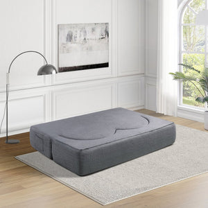 English Elm Folding Floor Futon Sofa Sleeper in Plush Teddy Velvet for Studio or Guest Rooms Light Grey W3739P368634