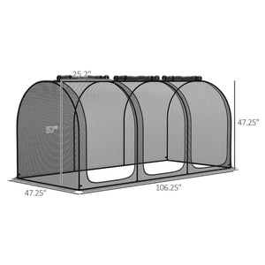 English Elm Easy Steel Frame Crop Cage Hdpe Mesh Garden Tent with Three Zippered Doors and Stakes T3971P421984