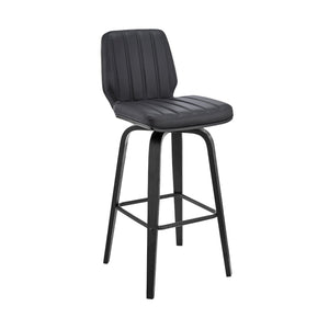 English Elm Quorin 26" Swivel Counter Height Gray Faux Leather Bar Stool with Black Wood, 360° Smooth Glide B2736P268595