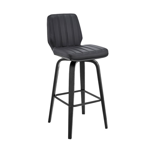 English Elm Quorin 26" Swivel Counter Height Gray Faux Leather Bar Stool with Black Wood, 360° Smooth Glide B2736P268595