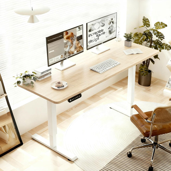 English Elm 55"×24" Electric Sit Stand Desk Steel Frame with Memory Presets and Usb-c Charging Port Oak W614P376317