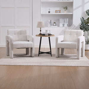 English Elm Modern Ergonomic Armchair with Generous Curved Armrests, Chenille Upholstery, 500lb Capacity, Cozy Lounge Seat Beige W395P380514