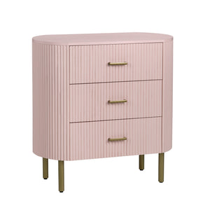Crestview Collection Blush Pink Fluted Oval Chest - Chic Storage Solution With Brass Legs For Stylish Nurseries & Living Rooms Pink Solid Wood Cvfdr1306