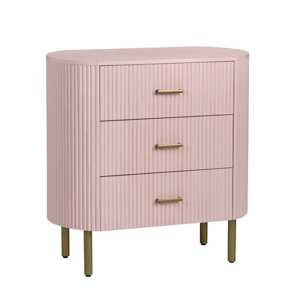 Crestview Collection Blush Pink Fluted Oval Chest - Chic Storage Solution With Brass Legs For Stylish Nurseries & Living Rooms Pink Solid Wood Cvfdr1306