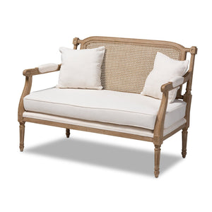 Baxton Studio Baxton Studio Clemence Loveseat - Elegant French Provincial Ivory Upholstered Charm for Any Space ASS1038-LS