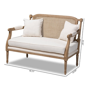 Baxton Studio Baxton Studio Clemence Loveseat - Elegant French Provincial Ivory Upholstered Charm for Any Space ASS1038-LS