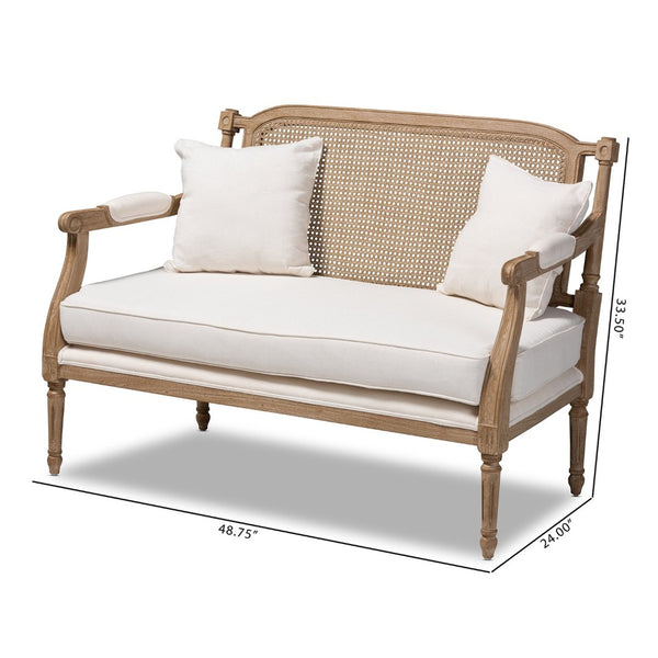 Baxton Studio Baxton Studio Clemence Loveseat - Elegant French Provincial Ivory Upholstered Charm for Any Space ASS1038-LS