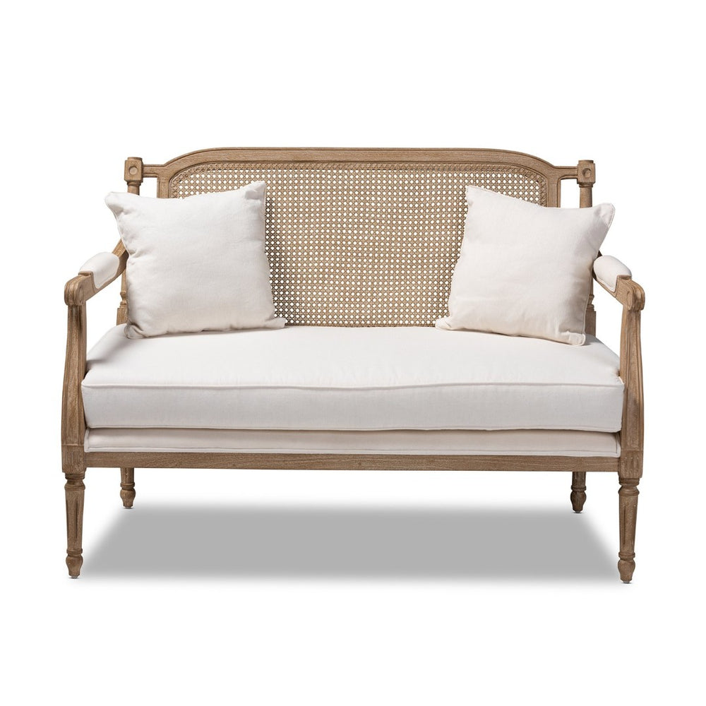Baxton Studio Baxton Studio Clemence Loveseat - Elegant French Provincial Ivory Upholstered Charm for Any Space ASS1038-LS