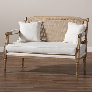 Baxton Studio Baxton Studio Clemence Loveseat - Elegant French Provincial Ivory Upholstered Charm for Any Space ASS1038-LS