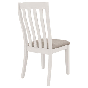 English Elm Doches Off White Wood Dining Side Chairs Set of 2 with Upholstered Seats Slatted Back Comfortable Style B062P378346