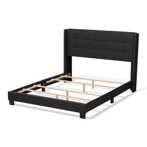 Baxton Studio Baxton Studio Lisette Charcoal Grey Upholstered Queen Bed with Modern Design & Easy Assembly CF8031B-Charcoal-Queen