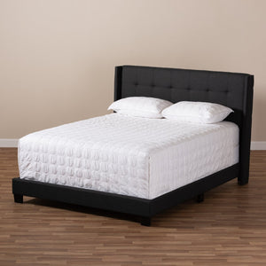 Baxton Studio Baxton Studio Lisette Charcoal Grey Upholstered Queen Bed with Modern Design & Easy Assembly CF8031B-Charcoal-Queen