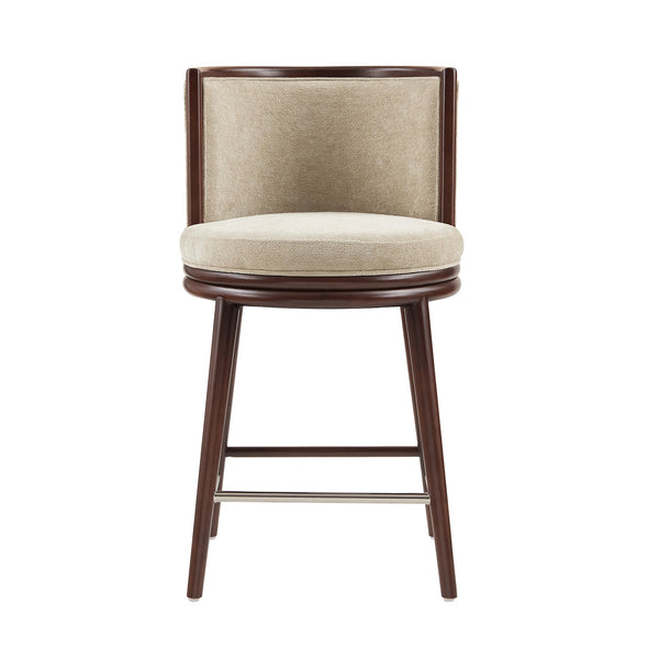 English Elm Evalyn Natural Textured Chenille Counter Stool with Solid Beech Frame, Foam Seat, Footrest, Walnut Finish B365P398054
