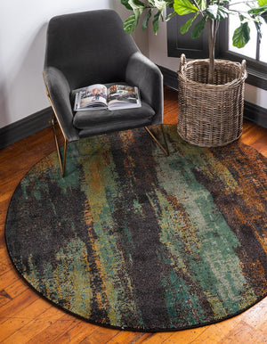 Unique Loom Jardin Lilly Machine Made Abstract Rug Multi, Beige/Brown/Gold/Light Blue/Orange 8' 0" x 8' 0"