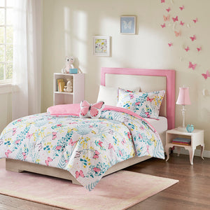 JLA Home Mi Zone Kids - Printed Butterfly Comforter Set with Ultra-Soft Face, Hypoallergenic Fill, Antimicrobial Freshness & Pillow 86 L x 66 W x 1H MZK10-208