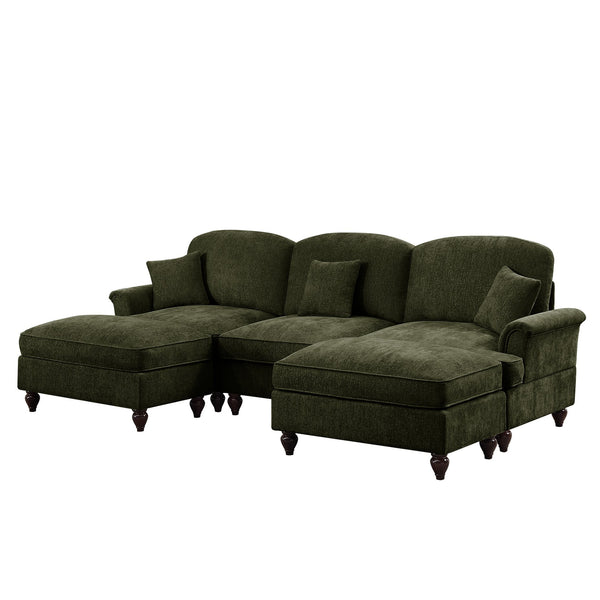 English Elm Classic Comfy Modular U-Shape Sectional Sofa - Elegant Chenille Couch With Flared Arms & Versatile Design W3041S00268