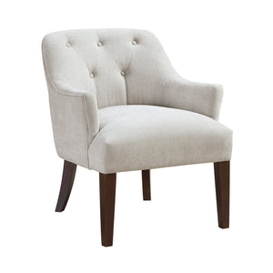 English Elm Modern Tufted Back Accent Chair with Espresso Wood Legs, Foam Seat Comfort, Stylish Living Room Seating Oyster grey 26.5 L x 29 W x 22 H B011P305066