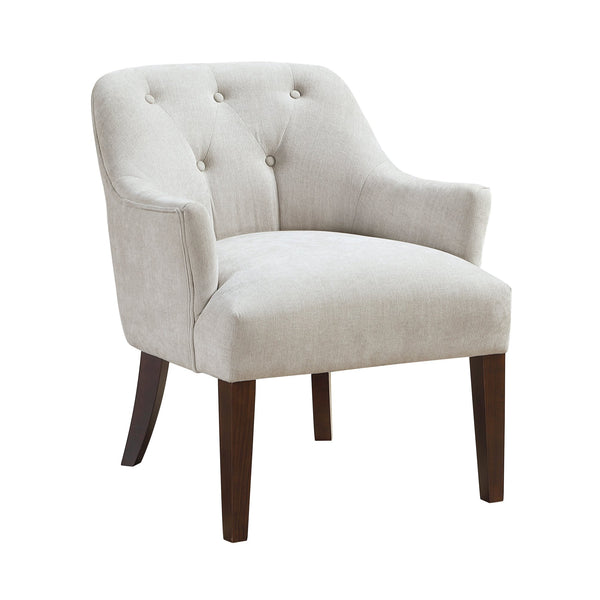 English Elm Modern Tufted Back Accent Chair with Espresso Wood Legs, Foam Seat Comfort, Stylish Living Room Seating Oyster grey 26.5 L x 29 W x 22 H B011P305066