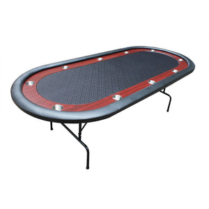 English Elm 96" Oval Poker Table Folding Felt Surface Wood Racetrack Rail Stainless Cup Holders Black W2748S00037
