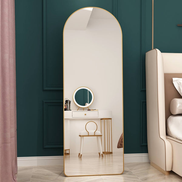 English Elm The Arched Gold Aluminum Full Length Floor Mirror for Bedroom Entryway Dressing Room W1151140053