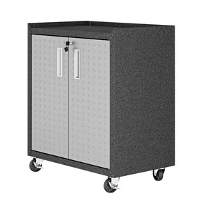 English Elm Rolling Metal Garage Cabinet with Locking Doors Diamond Texture Industrial Storage Dark Grey B365P398227