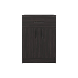 English Elm Barbados Dark Walnut Pantry Cabinet with Drawer Double Doors and Interior Shelving B097P474319