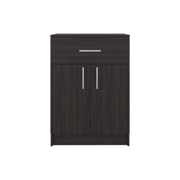 English Elm Barbados Dark Walnut Pantry Cabinet with Drawer Double Doors and Interior Shelving B097P474319