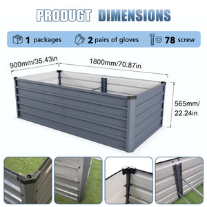 English Elm 6x3x1ft Galvanized Steel Raised Garden Bed Rust Proof Outdoor Planter for Vegetables W3213P464145
