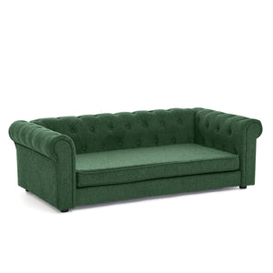 English Elm Elegant Oversized Dog Sofa Elevated Linen Upholstered Pet Bed for Large Breeds W487P311776