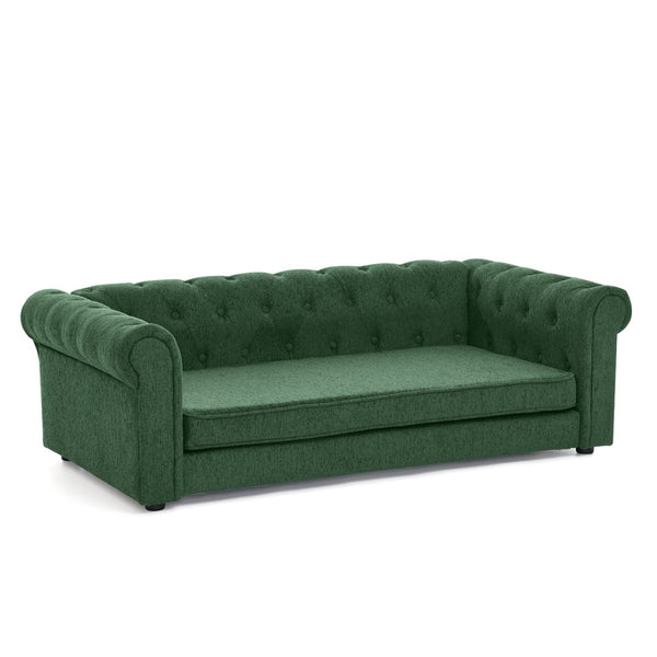 English Elm Elegant Oversized Dog Sofa Elevated Linen Upholstered Pet Bed for Large Breeds W487P311776