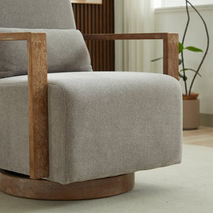 English Elm 29.13"w Boucle Swivel Accent Chair Open Back 360 Rotation Modern Lounge Seating Gray W3188P417948