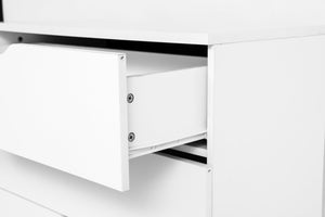 English Elm White Five Drawer Rolling Storage Cabinet with Sleek Cutout Handles for Any Room B372P407630