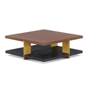 English Elm Classica Rectangle Wood Coffee Table – Elegant Walnut Finish With Stylish Black Metal Frame Design B341P321157