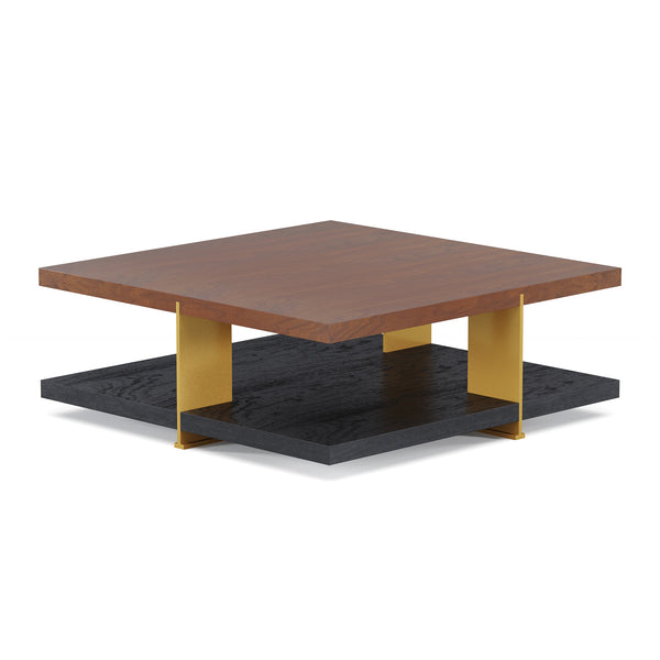 English Elm Classica Rectangle Wood Coffee Table – Elegant Walnut Finish With Stylish Black Metal Frame Design B341P321157