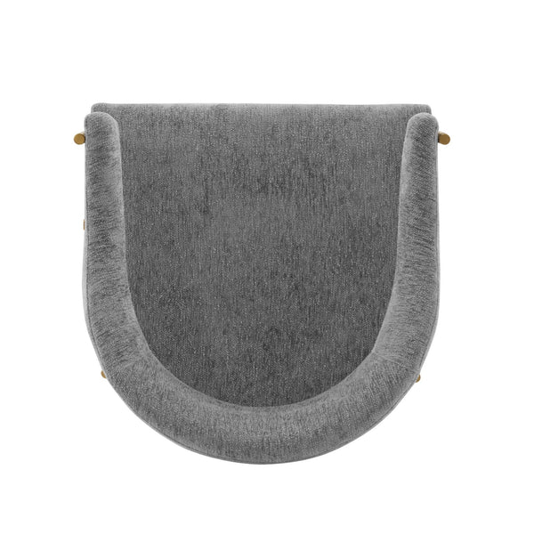 English Elm Lia Metal Chenille Armchair with Brushed Gold Accents, Floating Back Design, Luxurious Comfort Grey B365P397747