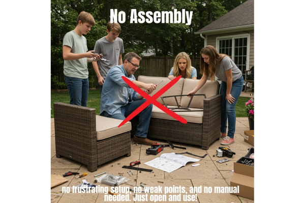 English Elm Fully Assembled Hdpe Wicker U-shaped Outdoor Sectional with Foam Cushions and Glass Table B120S00275