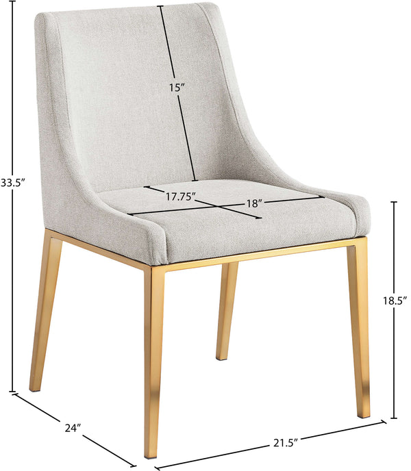 Haines Beige Linen Textured Polyester Fabric Dining Chair 885Beige-C Meridian Furniture