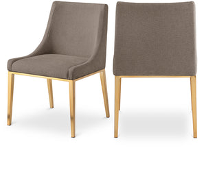 Haines Brown Linen Textured Polyester Fabric Dining Chair 885Brown-C Meridian Furniture