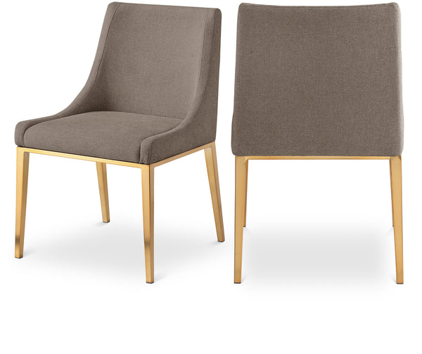 Haines Brown Linen Textured Polyester Fabric Dining Chair 885Brown-C Meridian Furniture